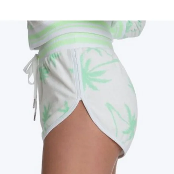 NWT Couture Terry Cloth Surf Green Palm Tree Piping Shorts sz-Xl - Picture 3 of 6